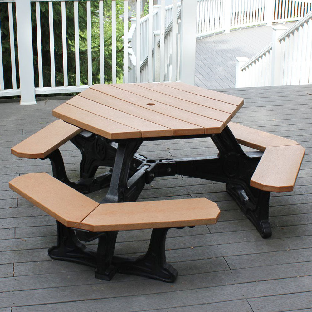 Hexagon Recycled Plastic Picnic Table | Hexagon Seats 6