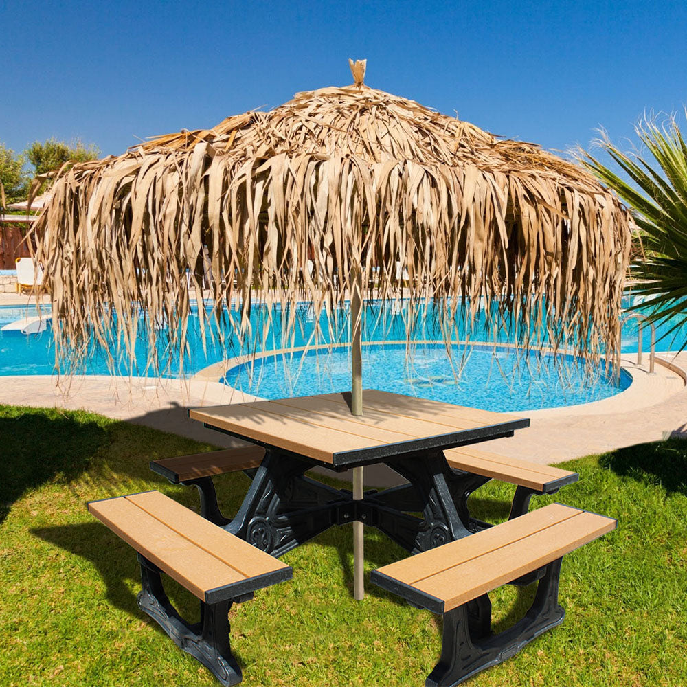 Commercial Square Picnic Table 4 Benches Faux Cast Iron