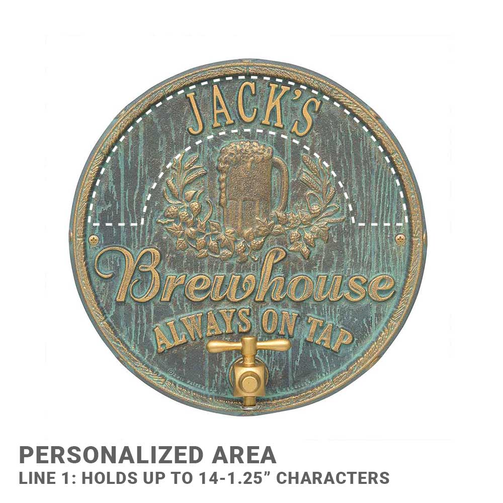 Round Oak Barrel Beer Pub Personal Plaque