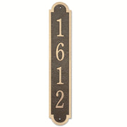A 3x16 vertical address plaque made from cast bronze