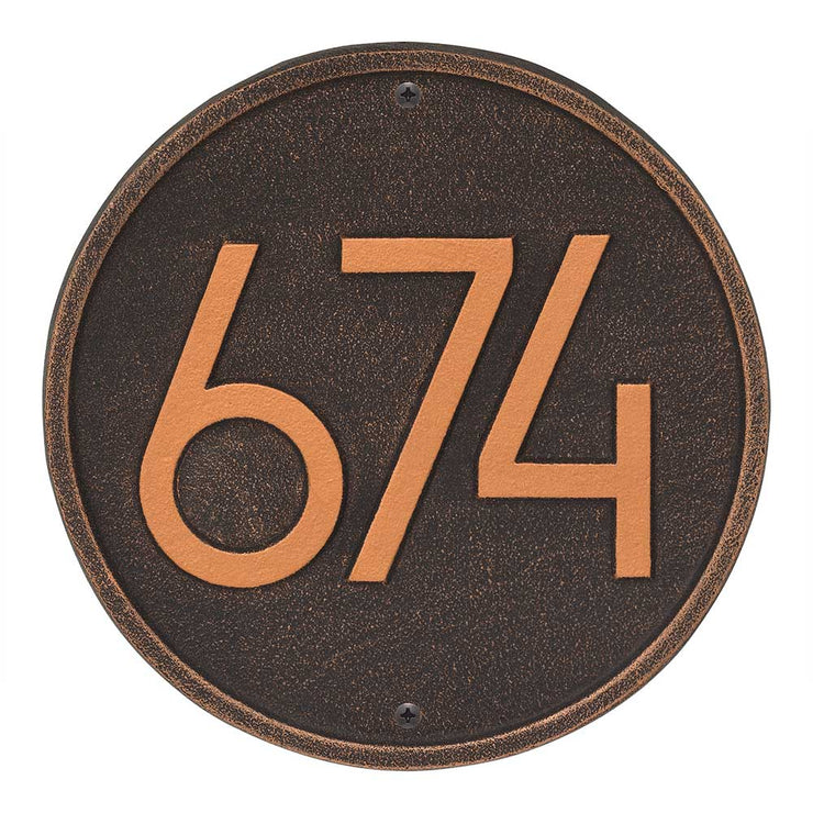 Round Modern Mid-Century Address Sign