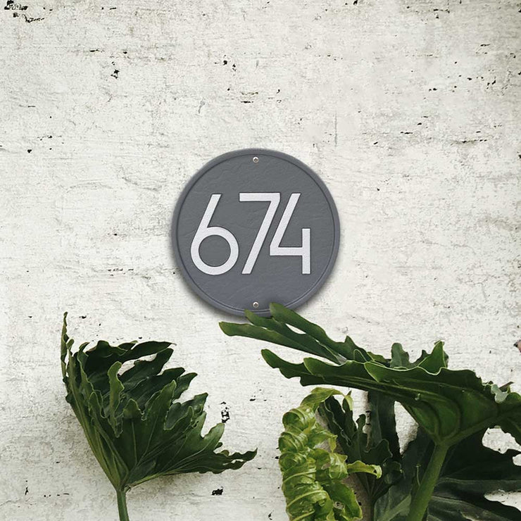 Round Modern Mid-Century Address Sign