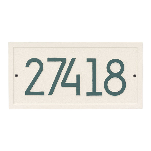 coastal colored background with green numbers rectangle contemporary address plaque
