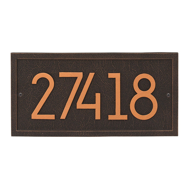 oil rubbed bronze colors on rectangle contemporary address plaque