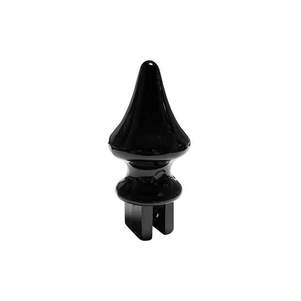 Spike finial topper for street-signs. Black powder-coat finish.