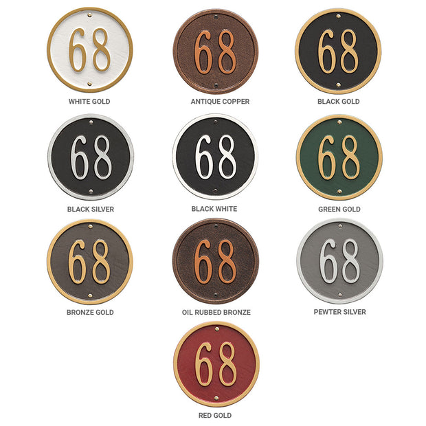Finish options for the Round Address Plaque