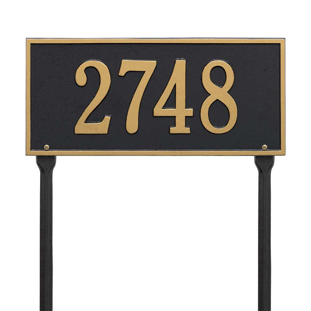 Harford 16" x 7.5" house number sign with one line of text with lawn stakes