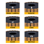 Round Outdoor Trash Receptacles, Recycled Plastic