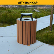 Round Outdoor Trash Receptacles, Recycled Plastic