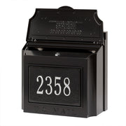 wall mailbox with opened top showing lock 