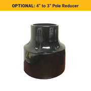 4" to 3" surface mount light pole reducer for smooth post w/electrical access door