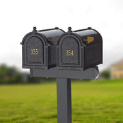 dual mailbox unit in black and gold