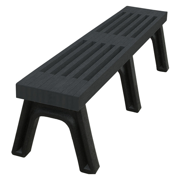 Elite flat style recycled plastic park bench with black top and base color.