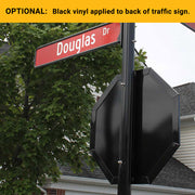 image of stop sign with frame and optional vinyl back applied to sign