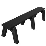 landmark style flat park bench made of recycled plastic in black top and base color.