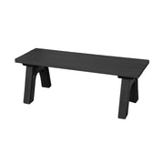 Traditional style flat bench made of recycled plastic. Black top and base color. 4 feet long