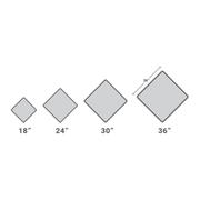 illustration of different sizes available in diamond shaped caution traffic signs.