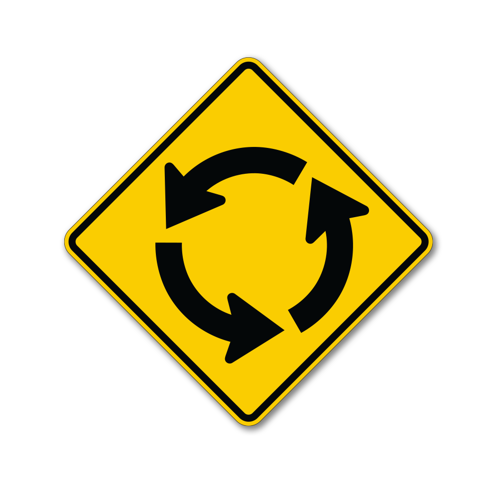 Circular Aa Distance Sign Circular Intersection Arrows / Roundabout Traffic Sign