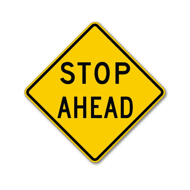 MUTCD W3-1A Stop Ahead Warning Traffic Sign, black printed on yellow