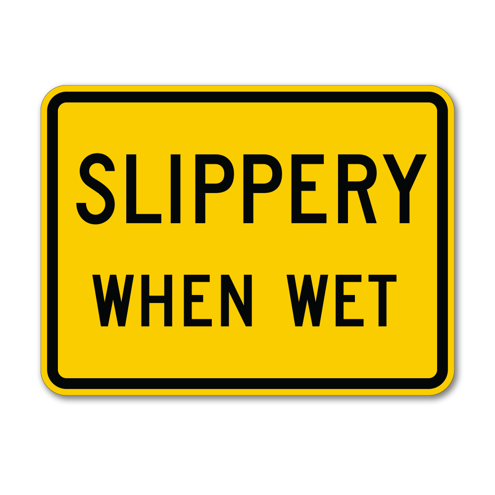 Caution Slippery Road Sign