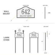 Mounting options for 14" x 9" bell shaped address plaque