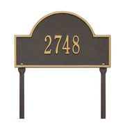 One line arch custom aluminum address plaque with lawn mounting stakes