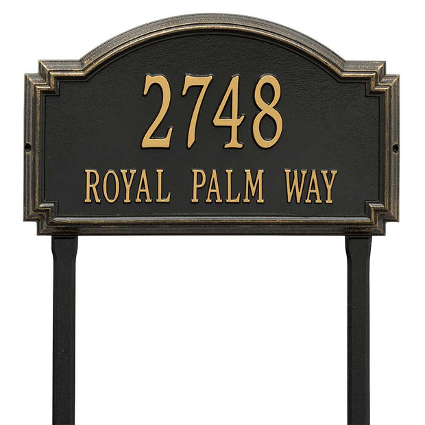 20.5 x 12 inch decorative address plaque on lawn stakes for mounting in yard