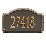 Williamsburg Arch Address Plaque with 5 digit house number painted in gold tone