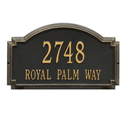 20.5 x 12 inch decorative address plaque in antique bronze look with 4 digit house number and road name