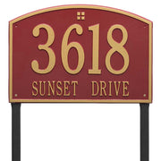 Cape Charles 20.5 x 14.5 custom aluminum address plaque with two lines of text with lawn stakes