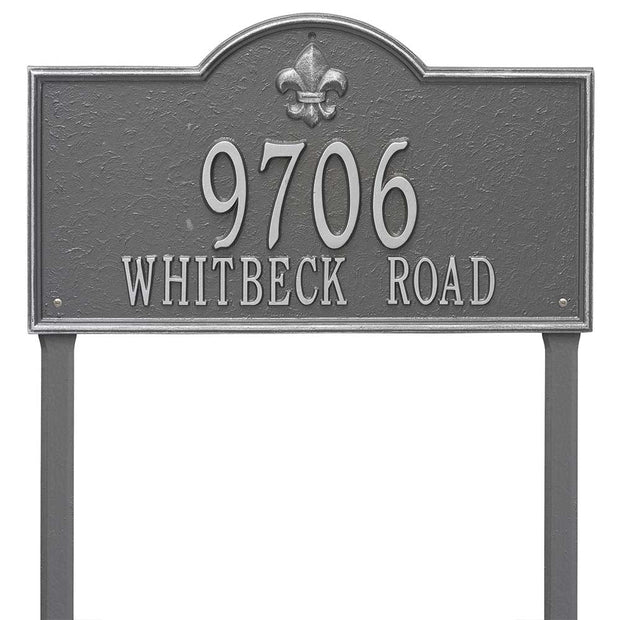 Bayou Vista 21 x 12 address plaque for yards with stakes, with two lines of text