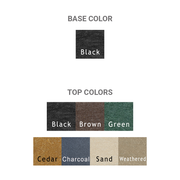 color options for recycled plastic park benches. Base Color option is black. Top color options include: black, brown, green, cedar, charcoal, sand and weathered.