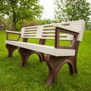 elite recycled plastic park bench with sand top color and brown base color