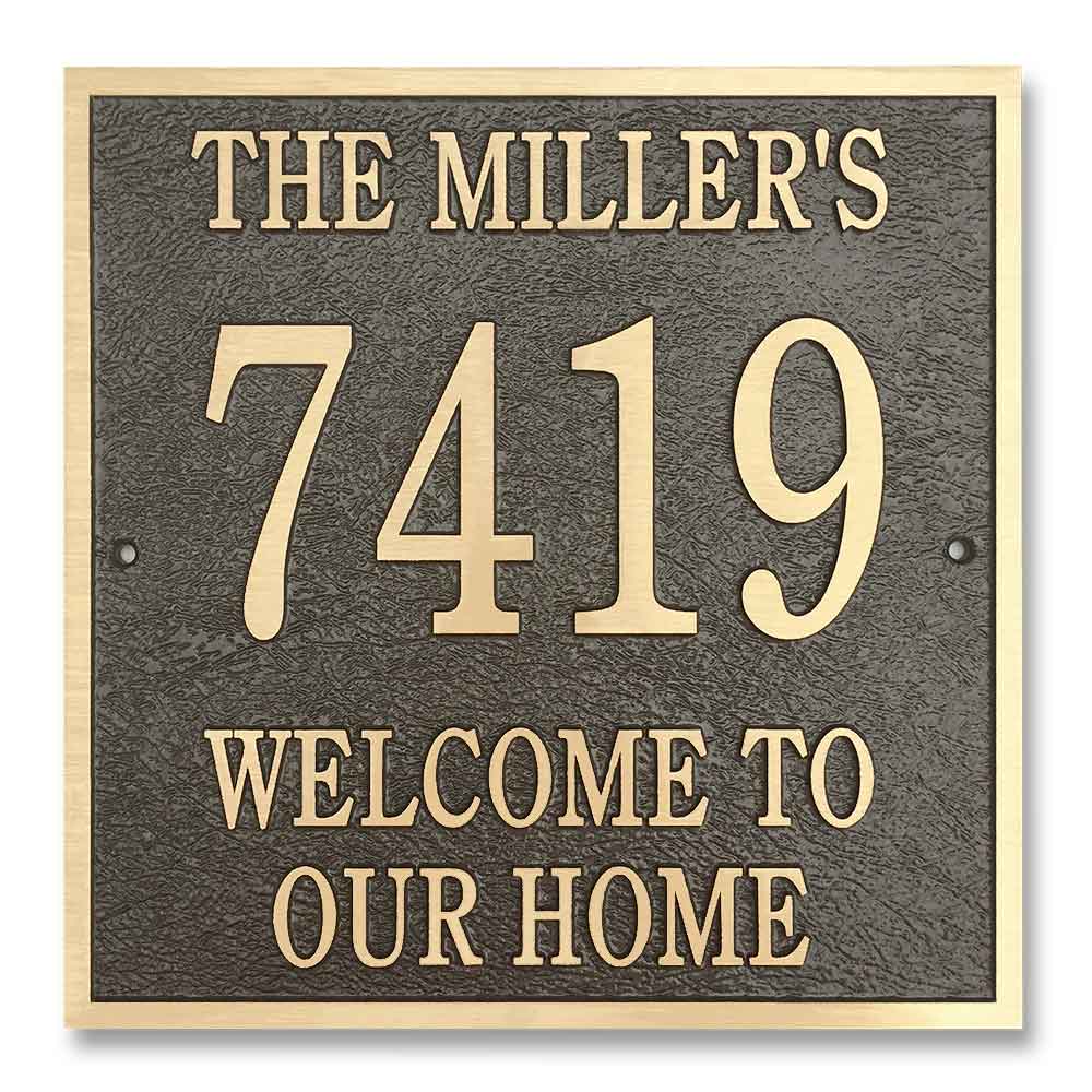 12 x 12 Square Address Plaque | Cast Metal Address Plaques