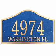 14" x 9" bell shaped bronze door number plaque with blue finish