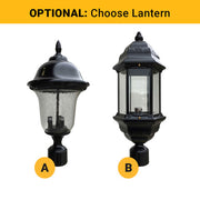 Optional lamp options for address plaque posts with post-top light - A is Glen Aire, B is Boulevard
