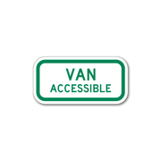 12" x 6" van accessible sign printed in green on white