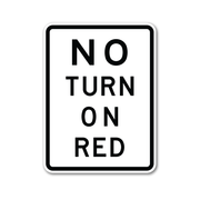 no turn on red traffic sign printed in black on white background