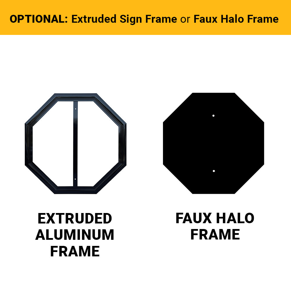 Stop Sign | Standard Red, White Stop Signs | Frame Options