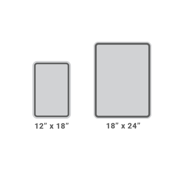 illustration of size options for parking signs including 12" x 18" and 18" x 24"