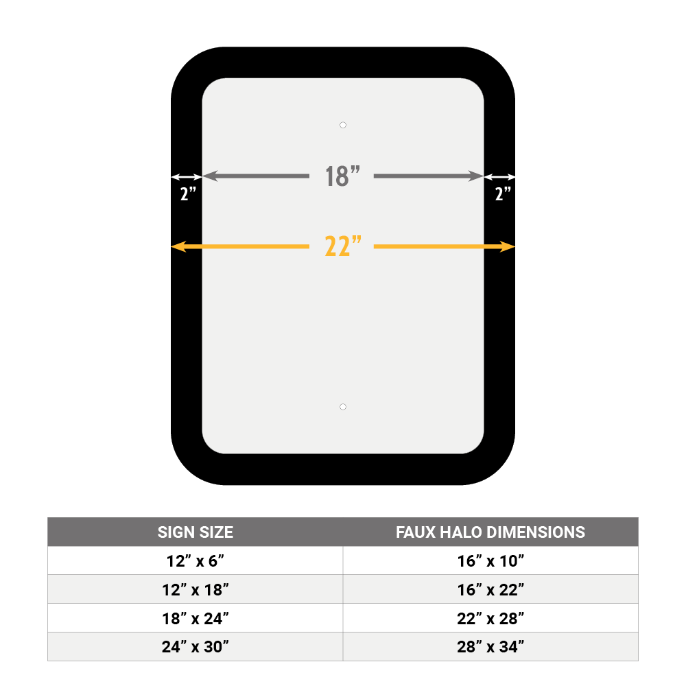 Rectangle Traffic Sign Frame | Faux Halo Sign Frames