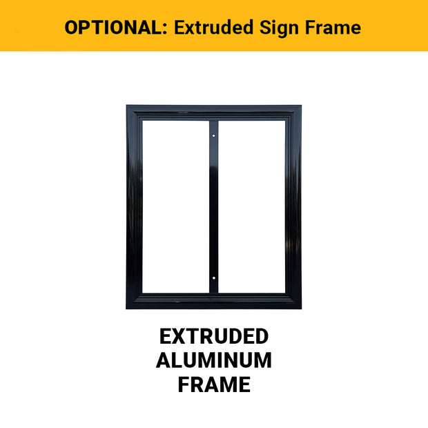 optional extruded sign frame with image of rectangle sign frame