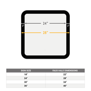 square faux halo frame size dimensions chart