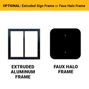 optional extruded sign frame or faux halo frame, examples of square traffic sign frame options