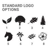 Standard Logo Options for the Bell Cast aluminum street sign including trees, leaves, flowers, and a horse