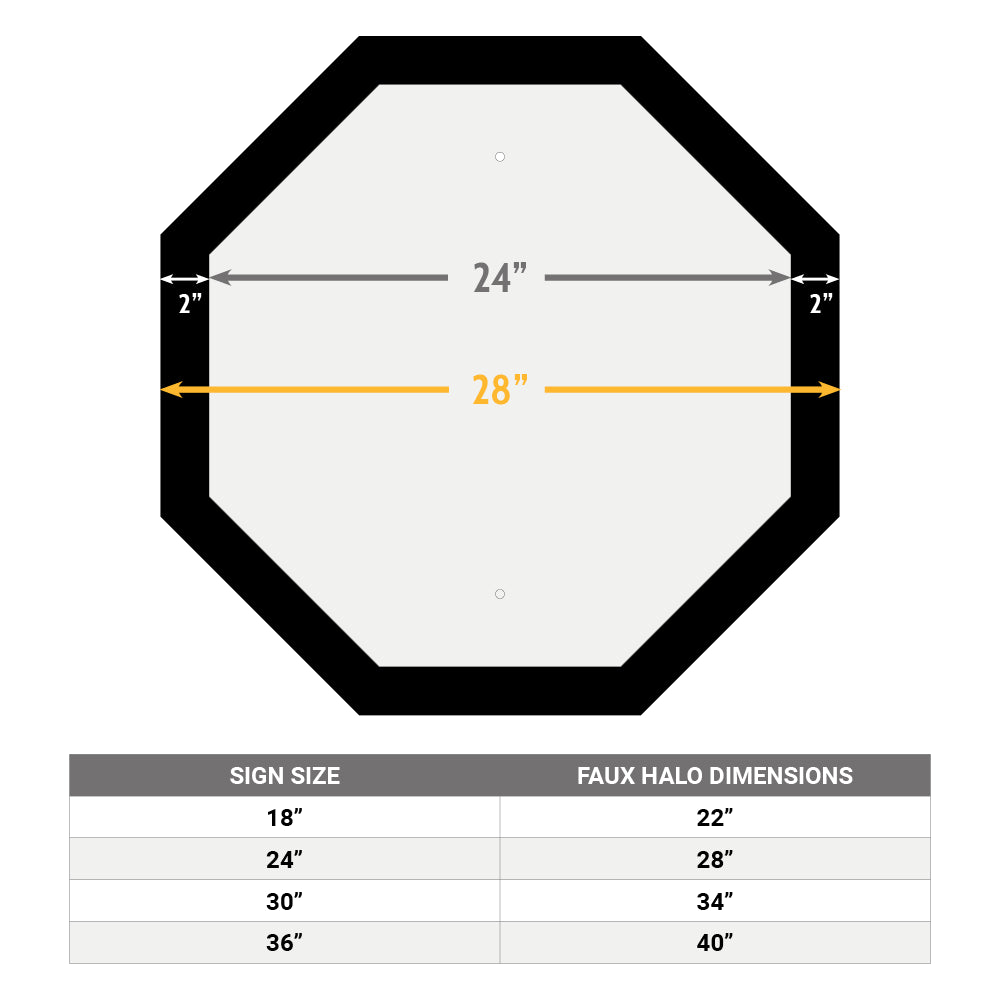 Octagon Faux Halo Traffic Sign Frame | Stop Sign Frame