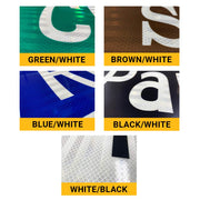 street sign color options including: green and white, brown and white, blue and white, black and white, white and black
