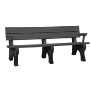 traditional 6ft park bench shown with arms in black base color and black top color