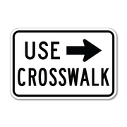 use crosswalk arrow right printed in black on white background