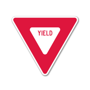 red and white standard yield sign